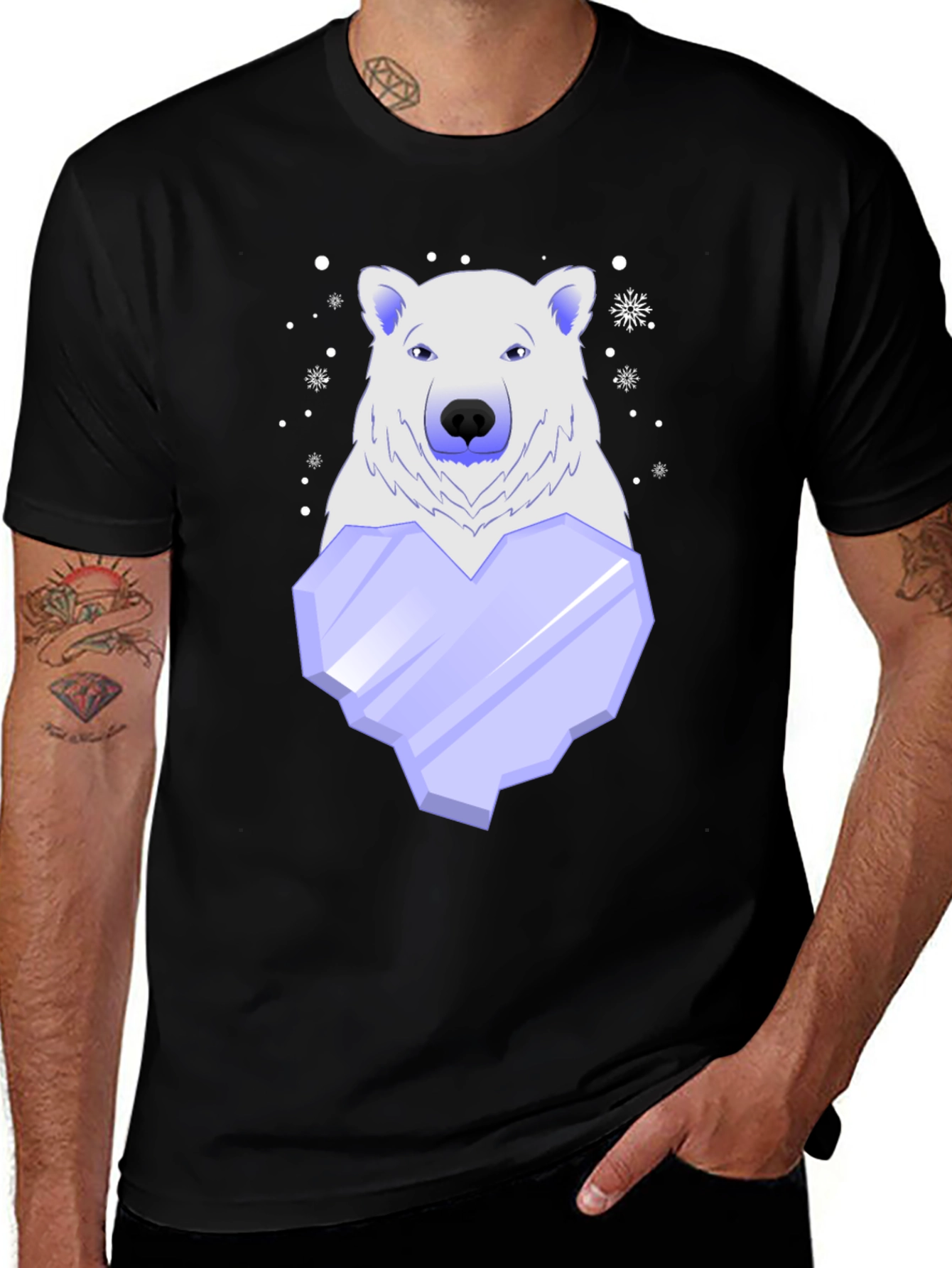 Polar Bear Ice Heart Graphic Tee - Cool Winter Style