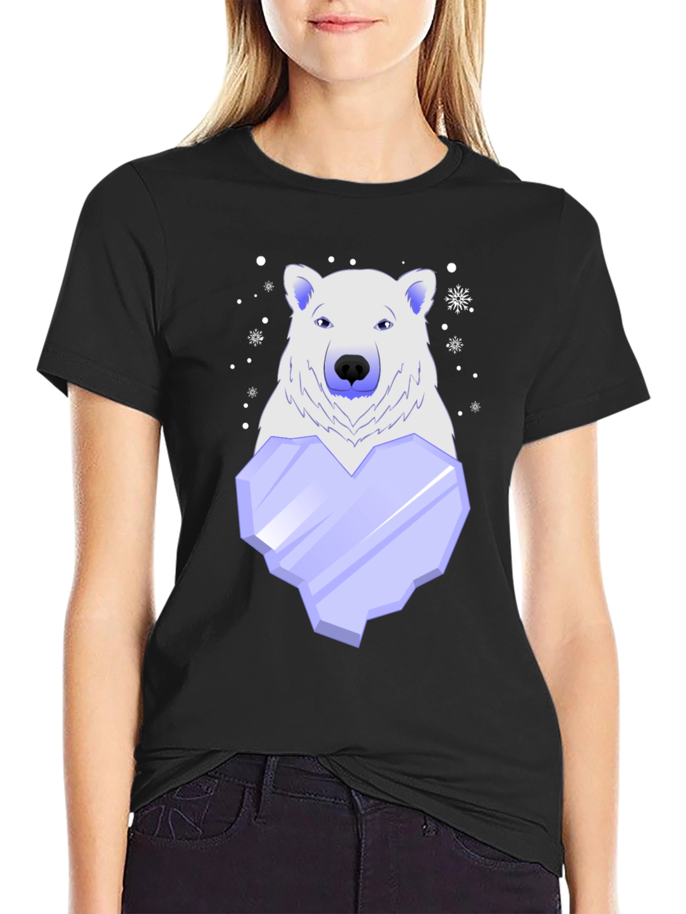 Polar Bear Ice Heart Graphic Tee - Cool Winter Style