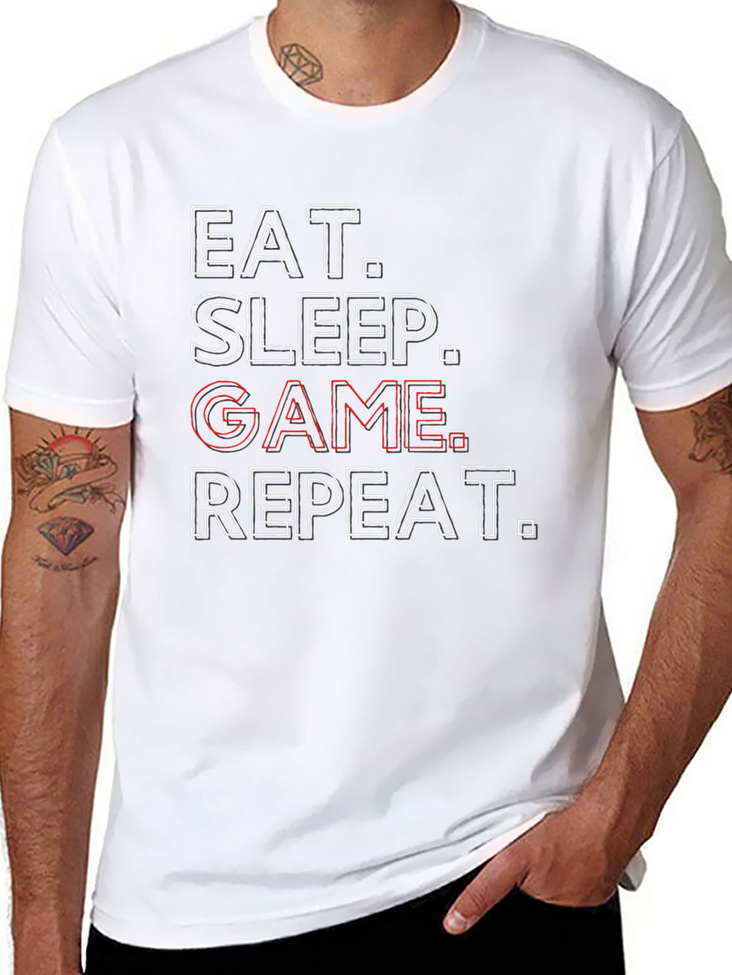 Eat Sleep Game Repeat Mens Graphic Tee