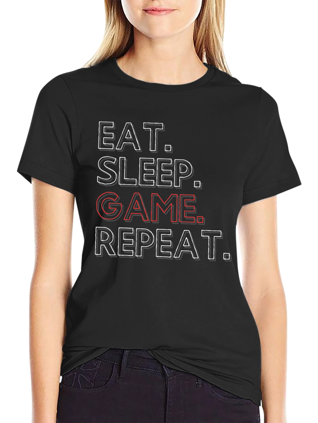 Eat Sleep Game Repeat Mens Graphic Tee