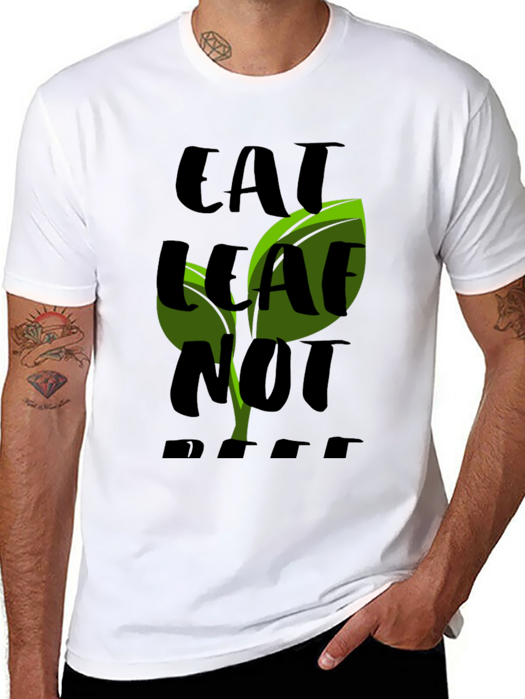 Eat Leaf Not Beef Black T-Shirt