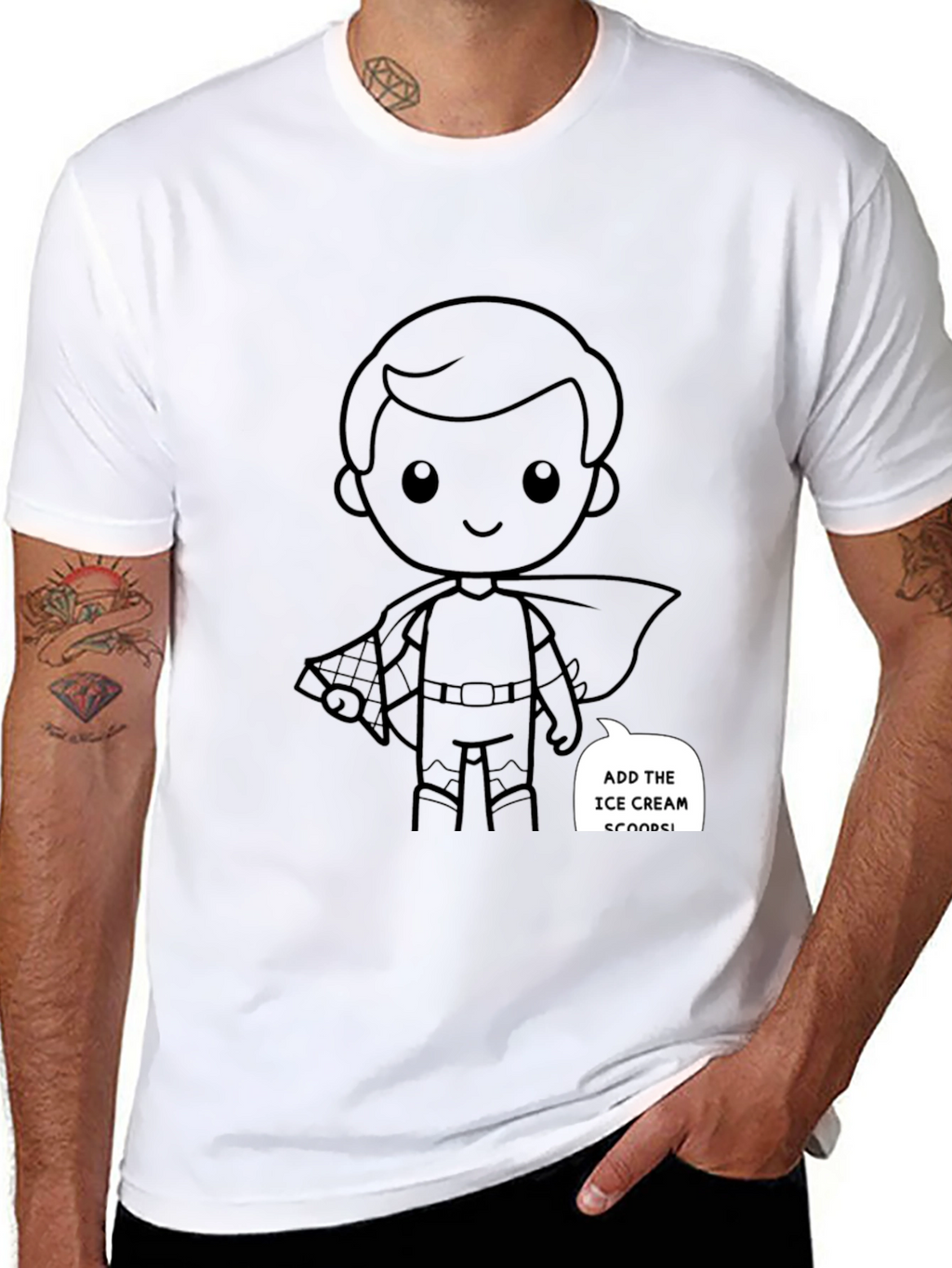Superhero Cartoon Graphic Black T-Shirt