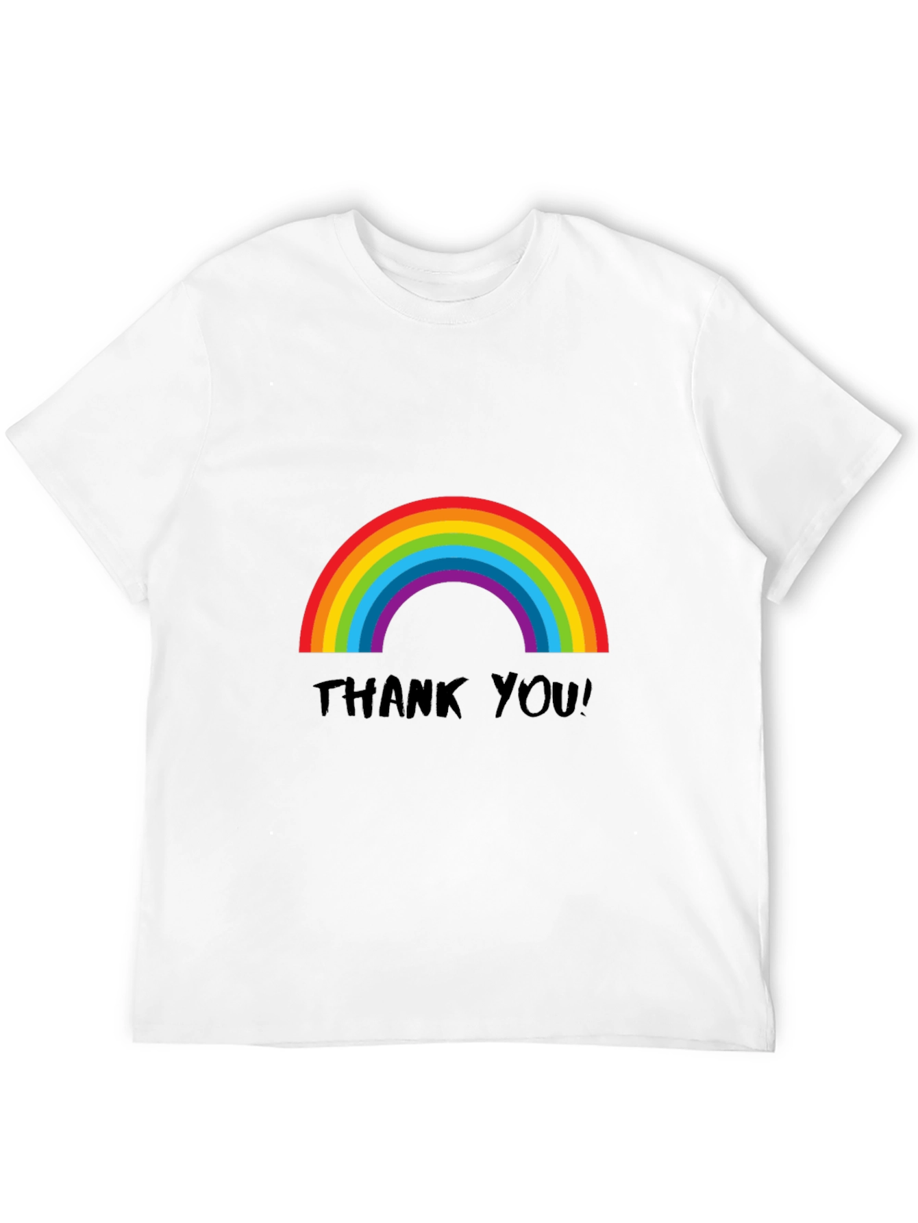 Rainbow Thank You T-Shirt - Black Casual Tee