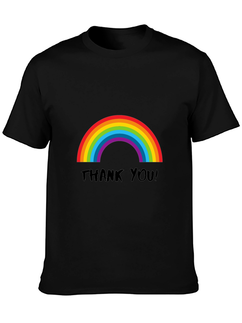 Rainbow Thank You T-Shirt - Black Casual Tee