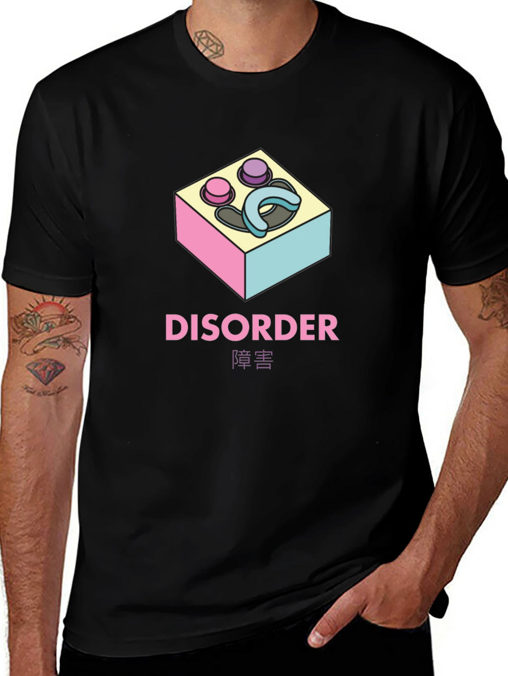 Disorder Graphic Print Black T-Shirt