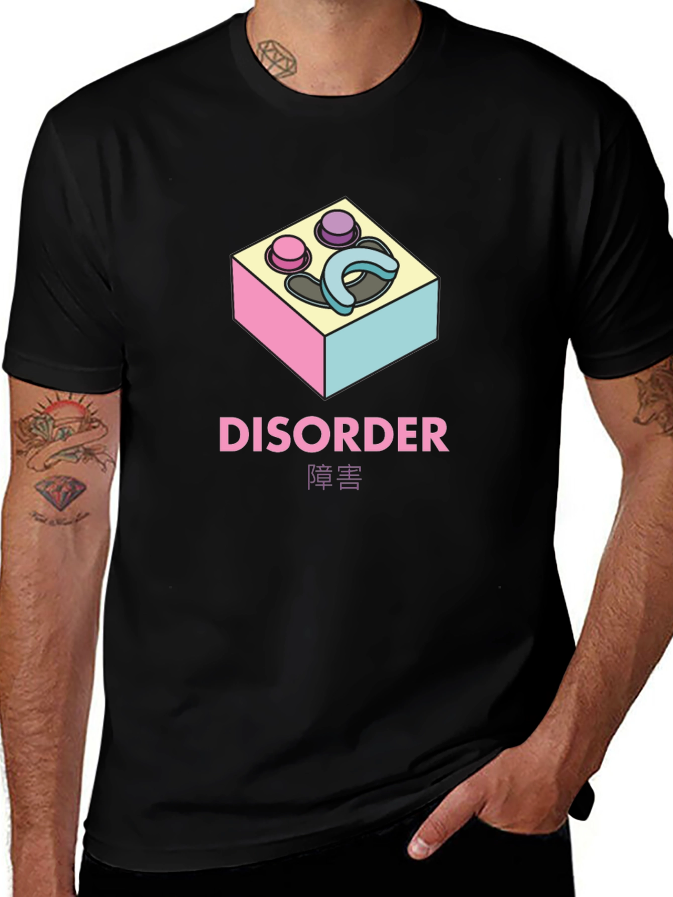 Disorder Graphic Print Black T-Shirt
