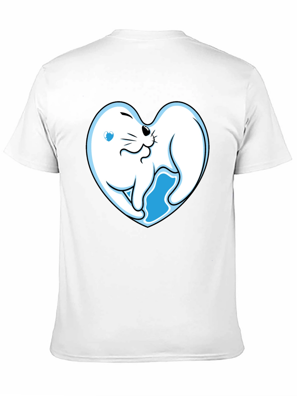 Cute Seal Heart Graphic Black T-Shirt