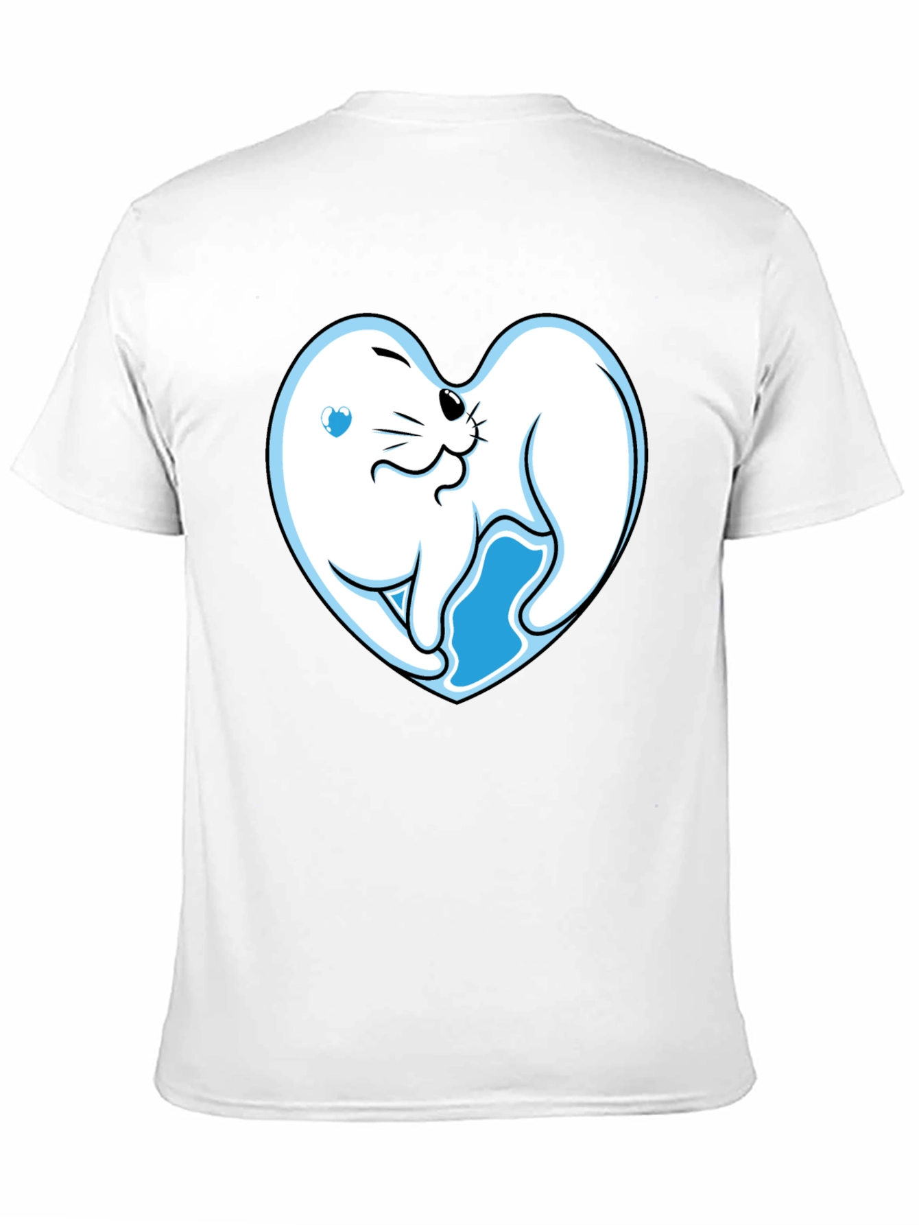 Cute Seal Heart Graphic Black T-Shirt