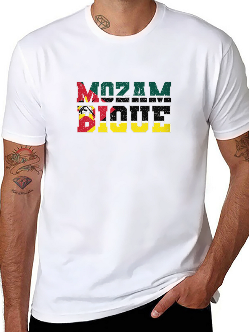 Mozambique Flag T-Shirt Distressed Design