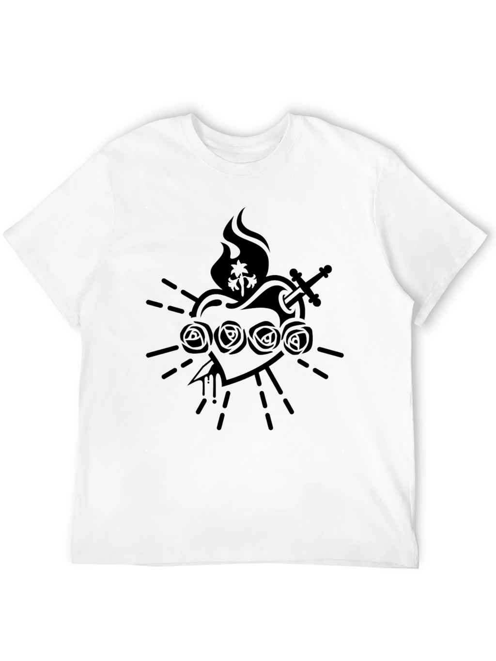 Black Graphic Tee - Sacred Heart Design
