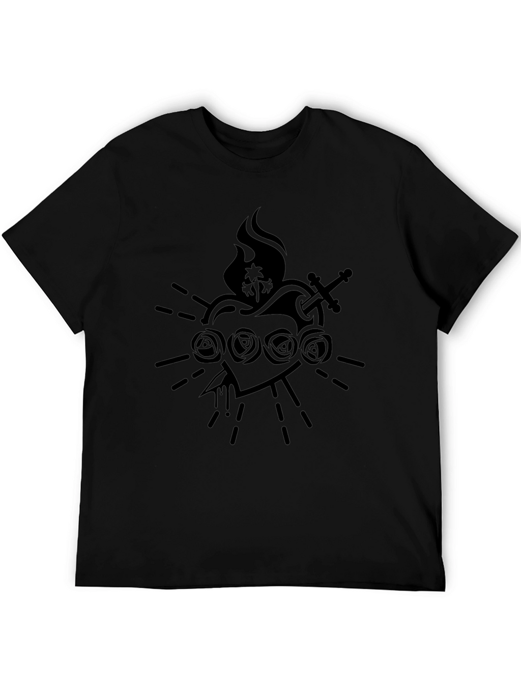 Black Graphic Tee - Sacred Heart Design