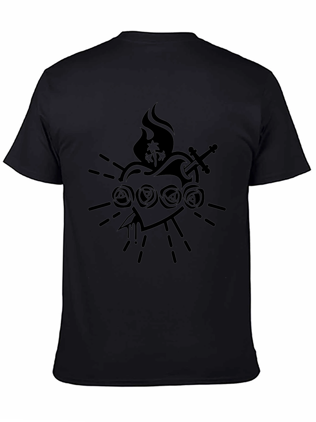 Black Graphic Tee - Sacred Heart Design