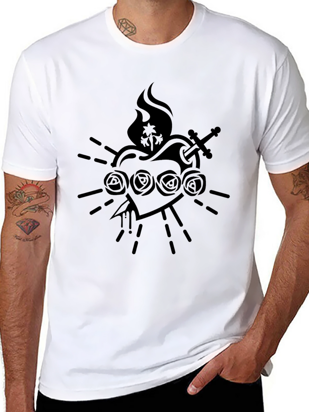 Black Graphic Tee - Sacred Heart Design
