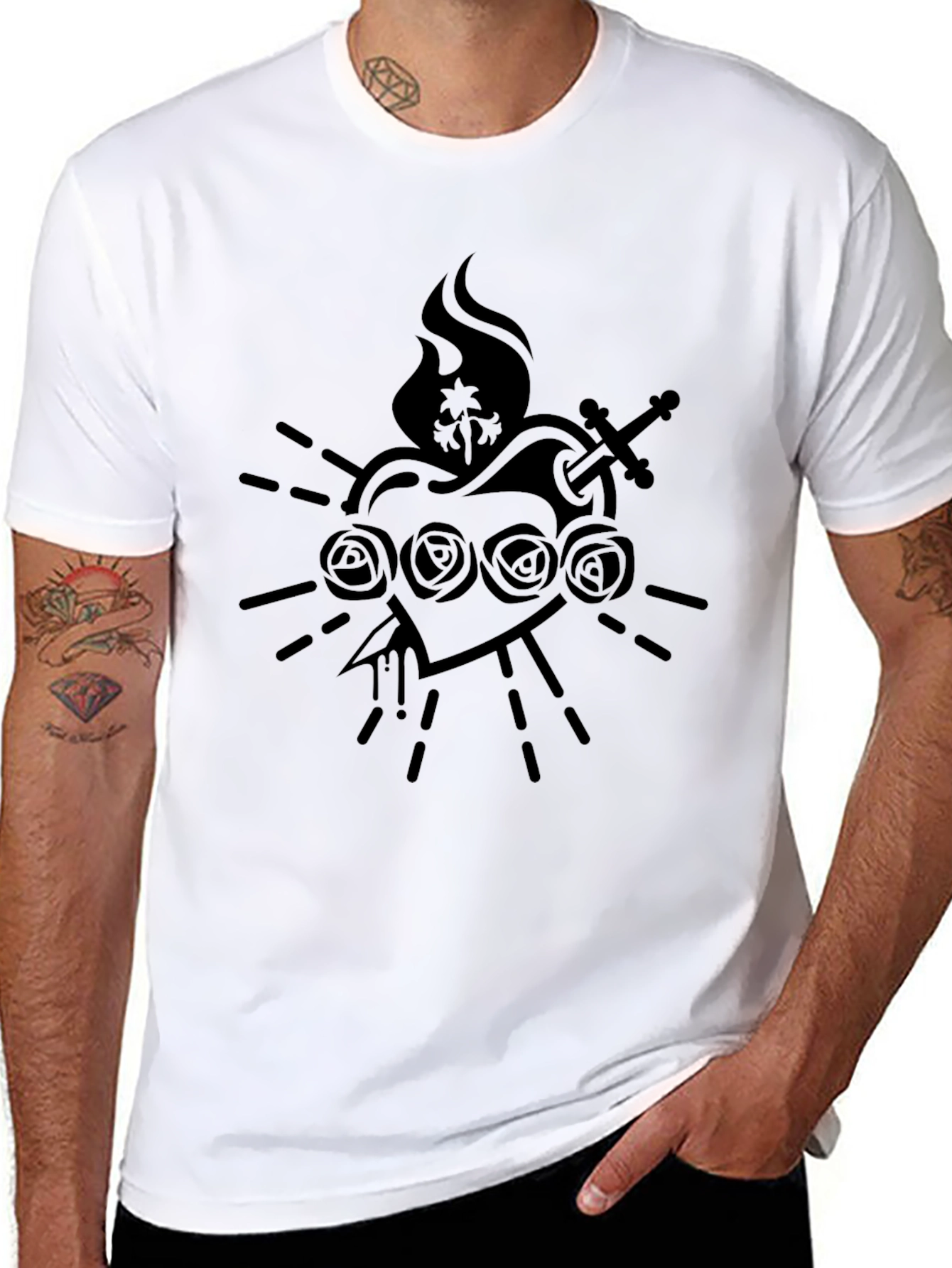 Black Graphic Tee - Sacred Heart Design