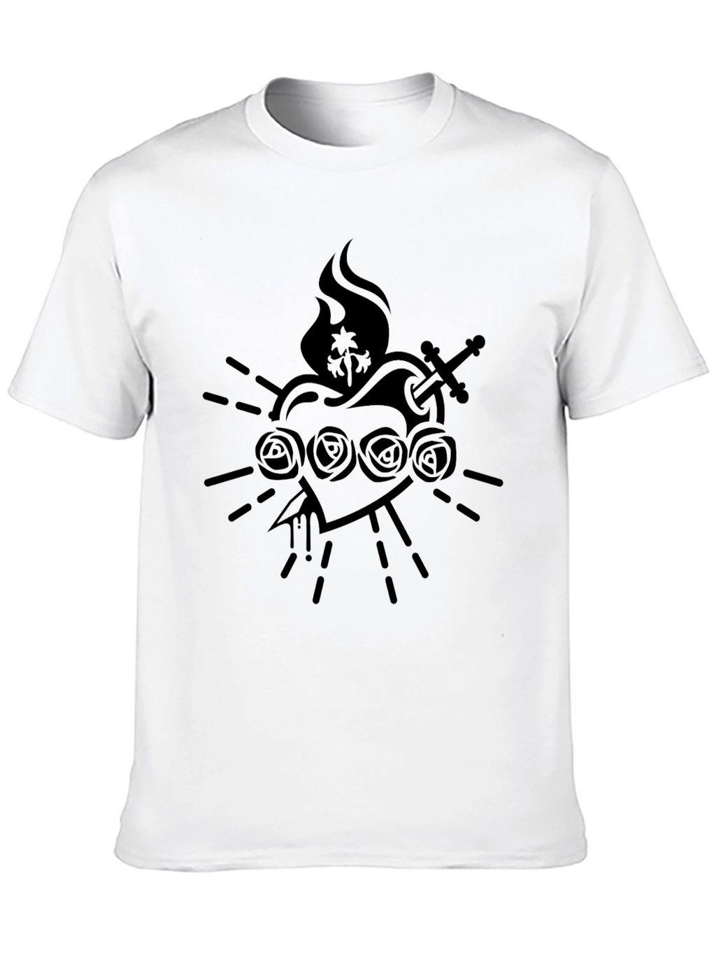 Black Graphic Tee - Sacred Heart Design