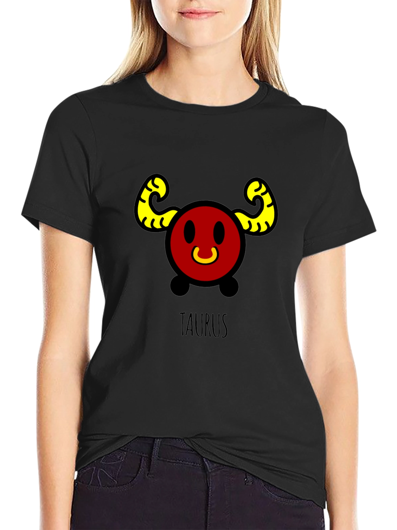 Taurus Zodiac Sign Black T-Shirt