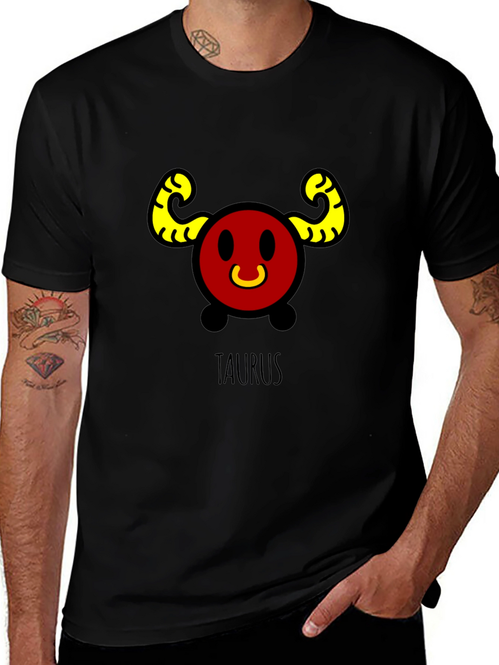 Taurus Zodiac Sign Black T-Shirt
