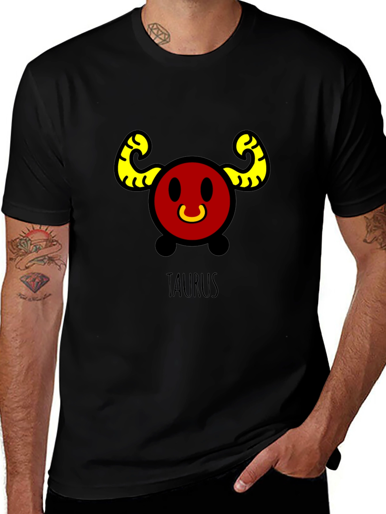 Taurus Zodiac Sign Black T-Shirt