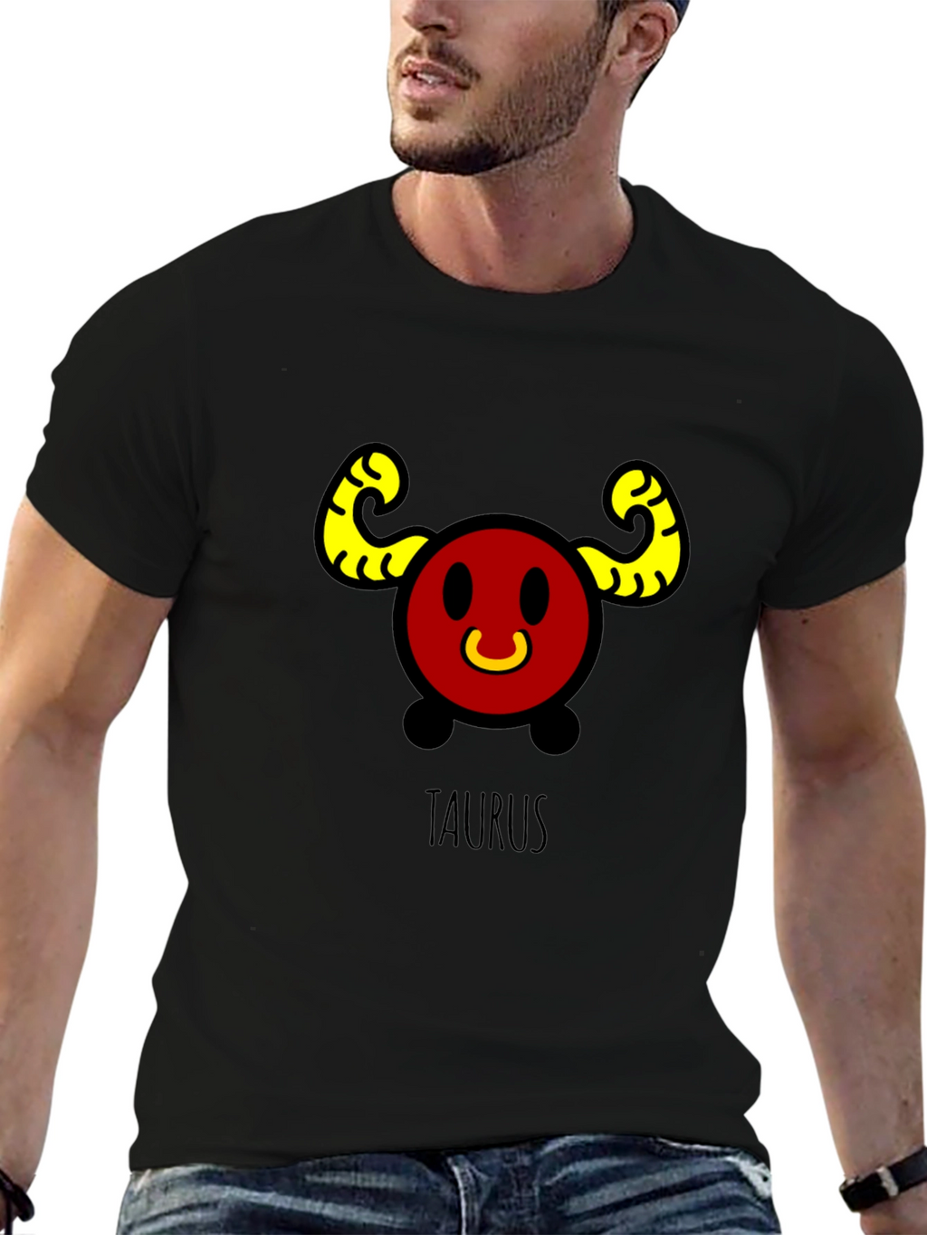Taurus Zodiac Sign Black T-Shirt