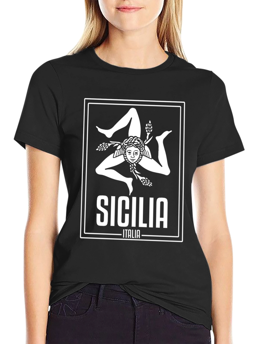 Sicilia Italia Mens Black Graphic Tee