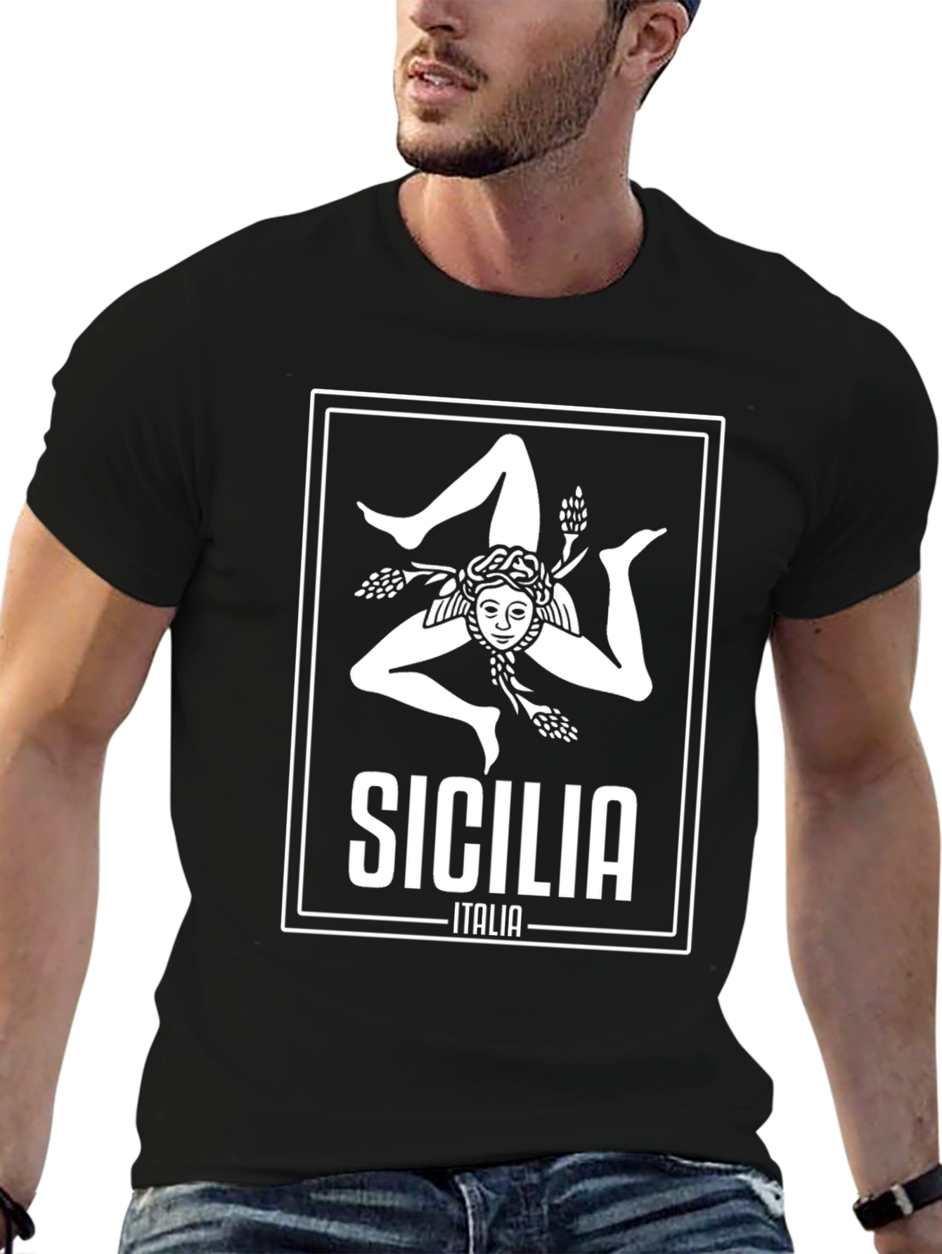 Sicilia Italia Mens Black Graphic Tee