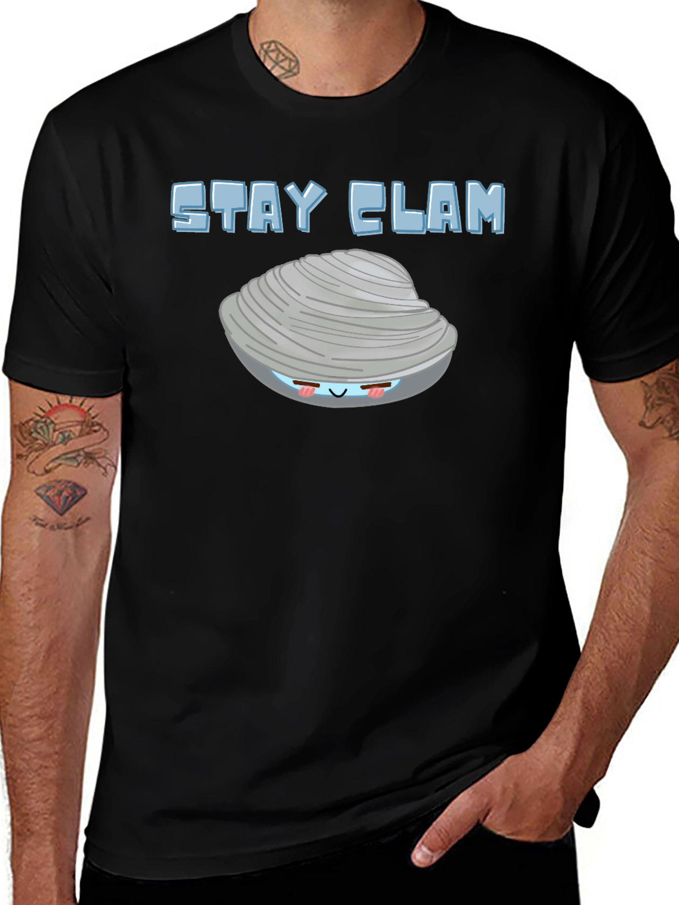 Stay Clam Graphic T-Shirt - Funny Ocean Life Tee