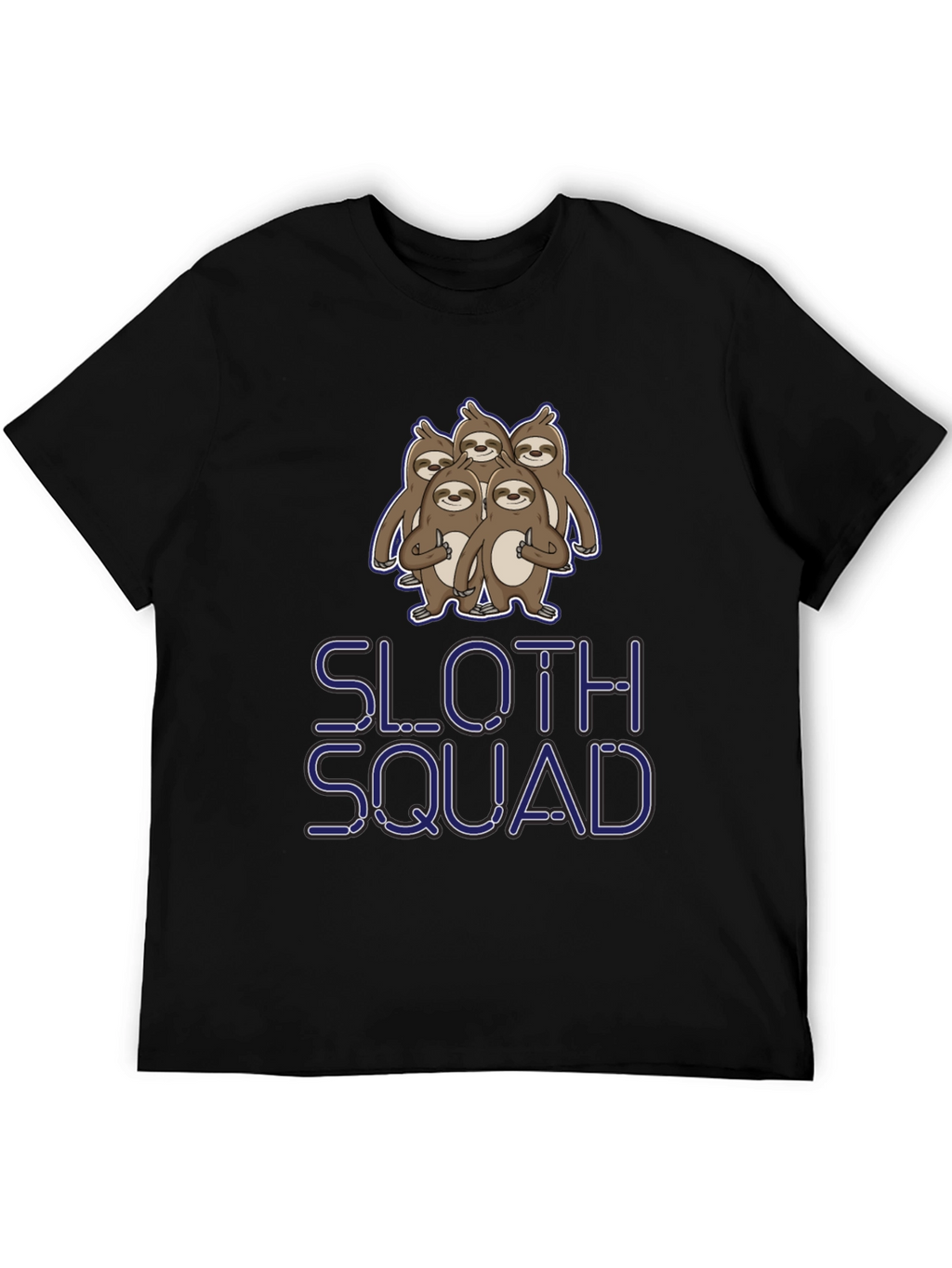 Sloth Squad Graphic Tee - Black Cotton T-Shirt