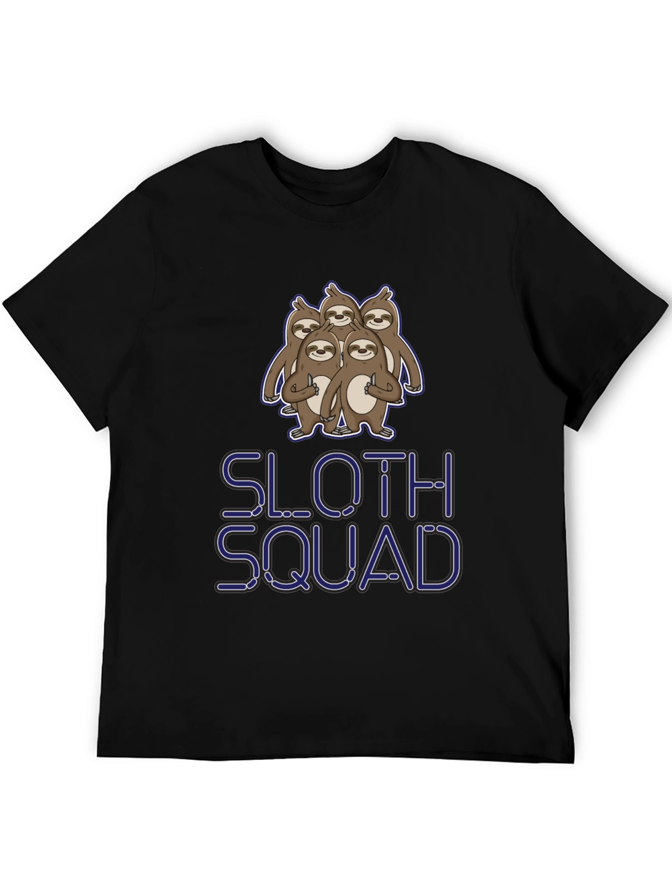 Sloth Squad Graphic Tee - Black Cotton T-Shirt