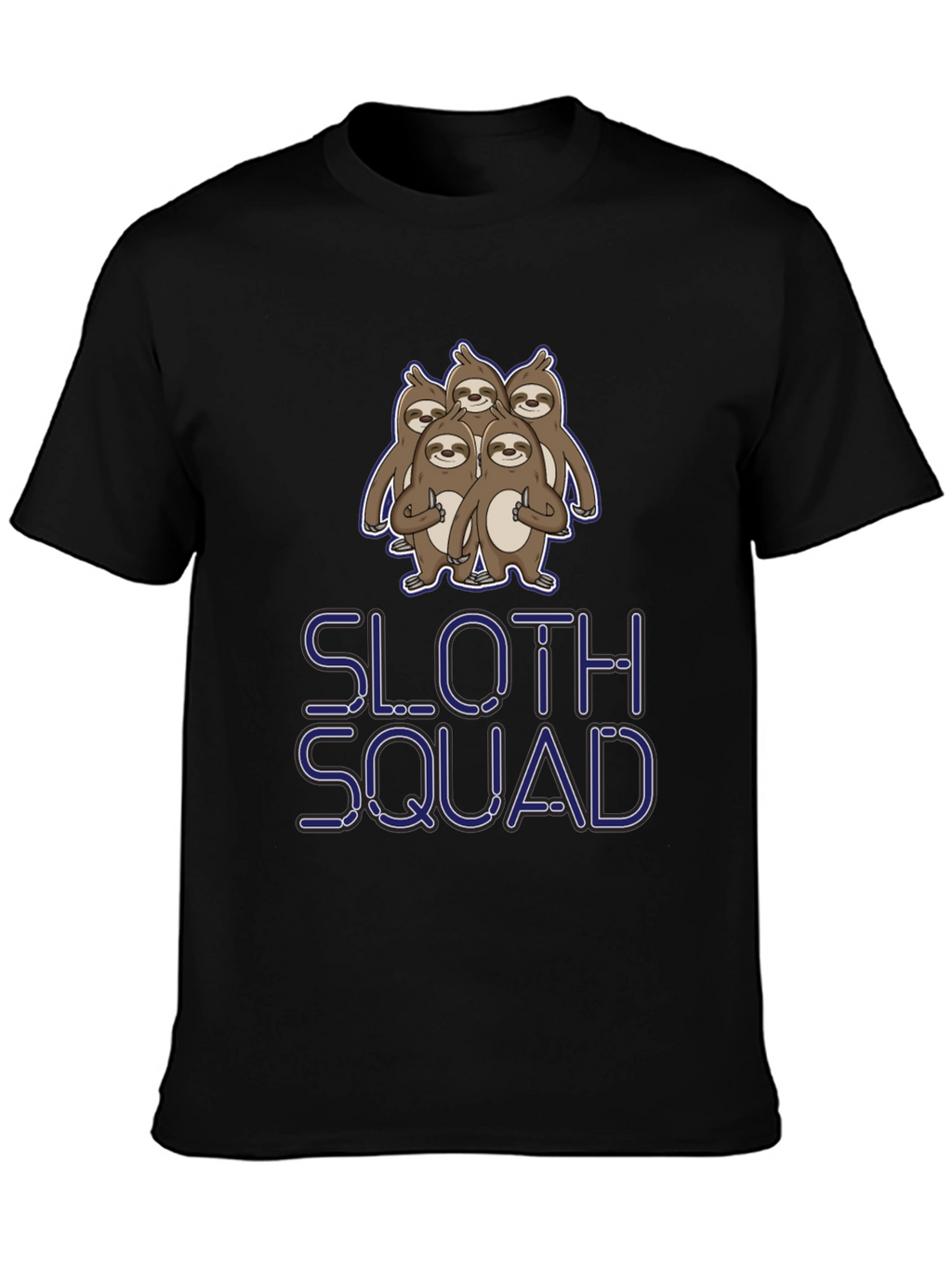 Sloth Squad Graphic Tee - Black Cotton T-Shirt