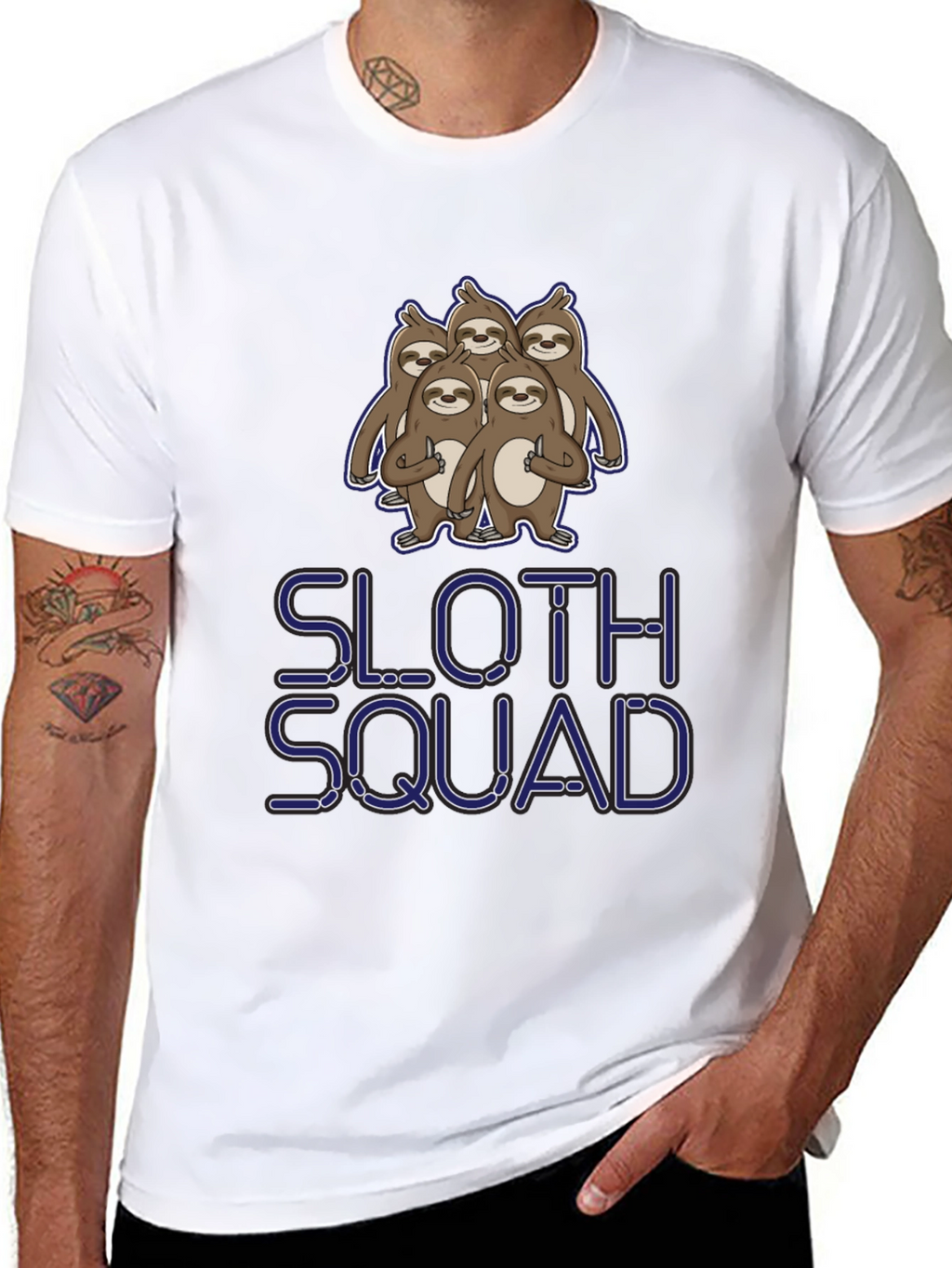 Sloth Squad Graphic Tee - Black Cotton T-Shirt