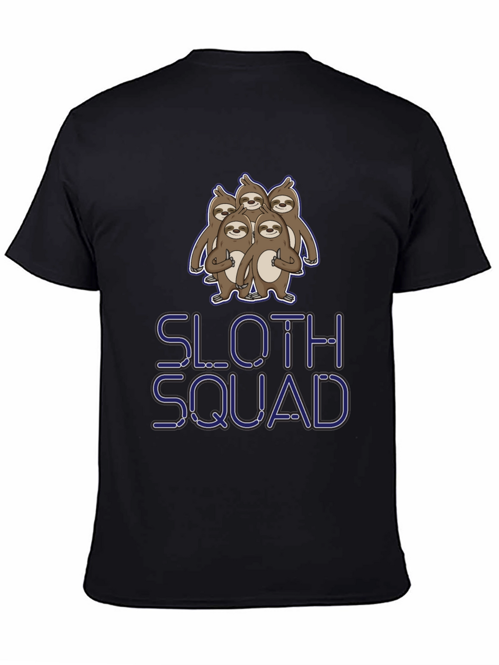 Sloth Squad Graphic Tee - Black Cotton T-Shirt
