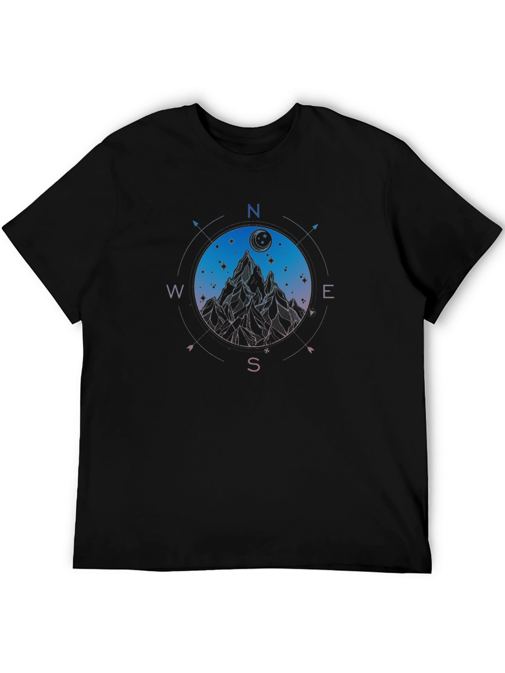 Mountain Compass Graphic Black T-Shirt