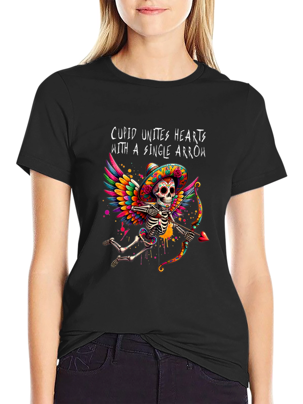 Cupid Skeleton Graphic Tee - Valentines Day