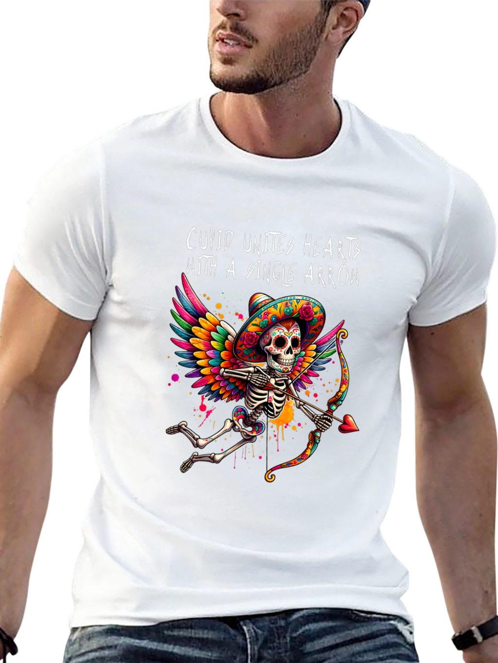 Cupid Skeleton Graphic Tee - Valentines Day