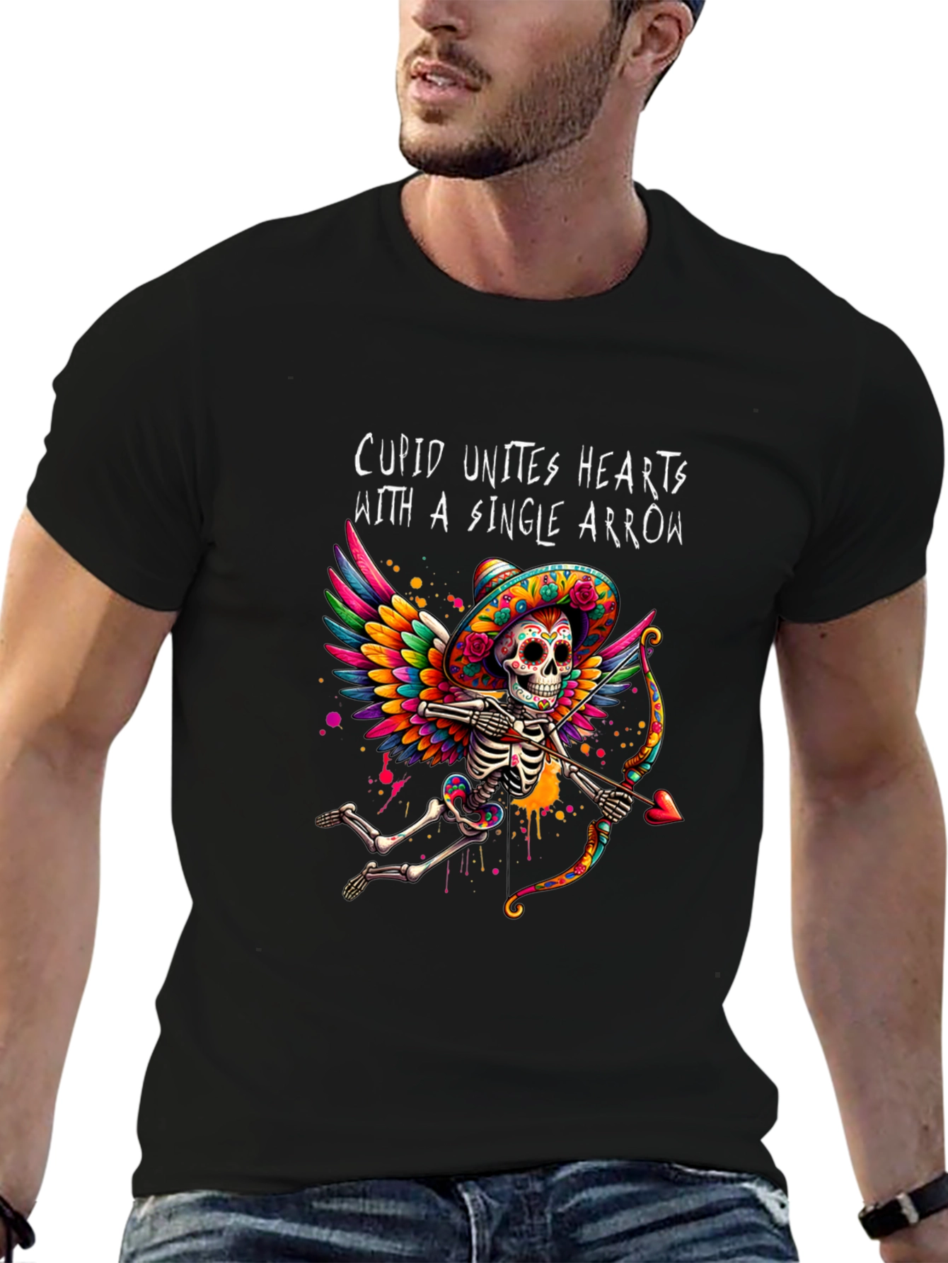 Cupid Skeleton Graphic Tee - Valentines Day