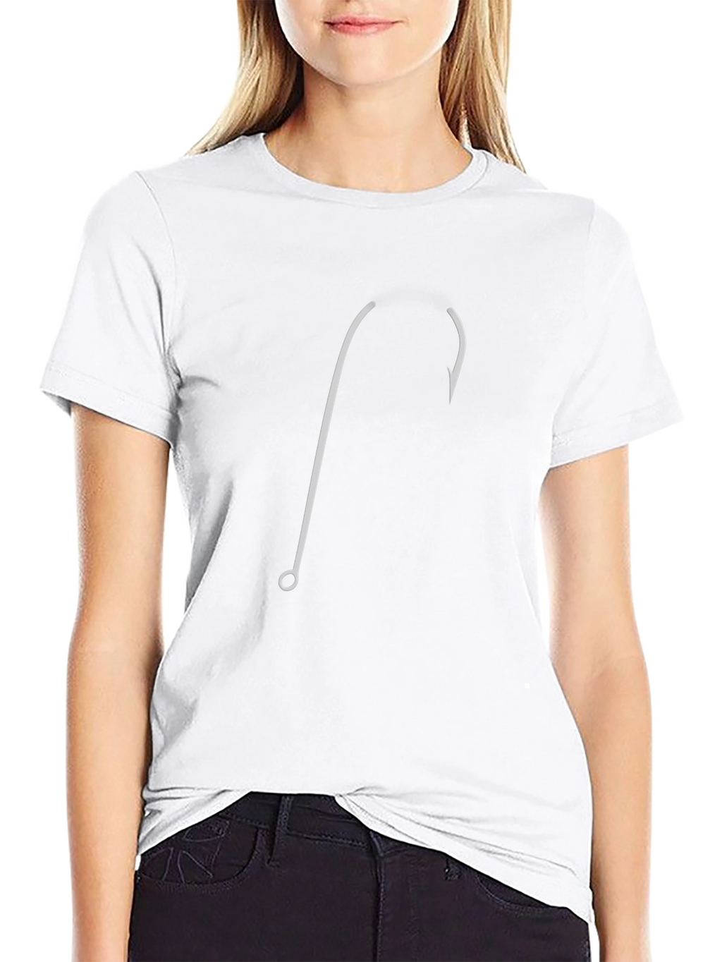 Fishing Hook Graphic Tee - Black Cotton T-Shirt