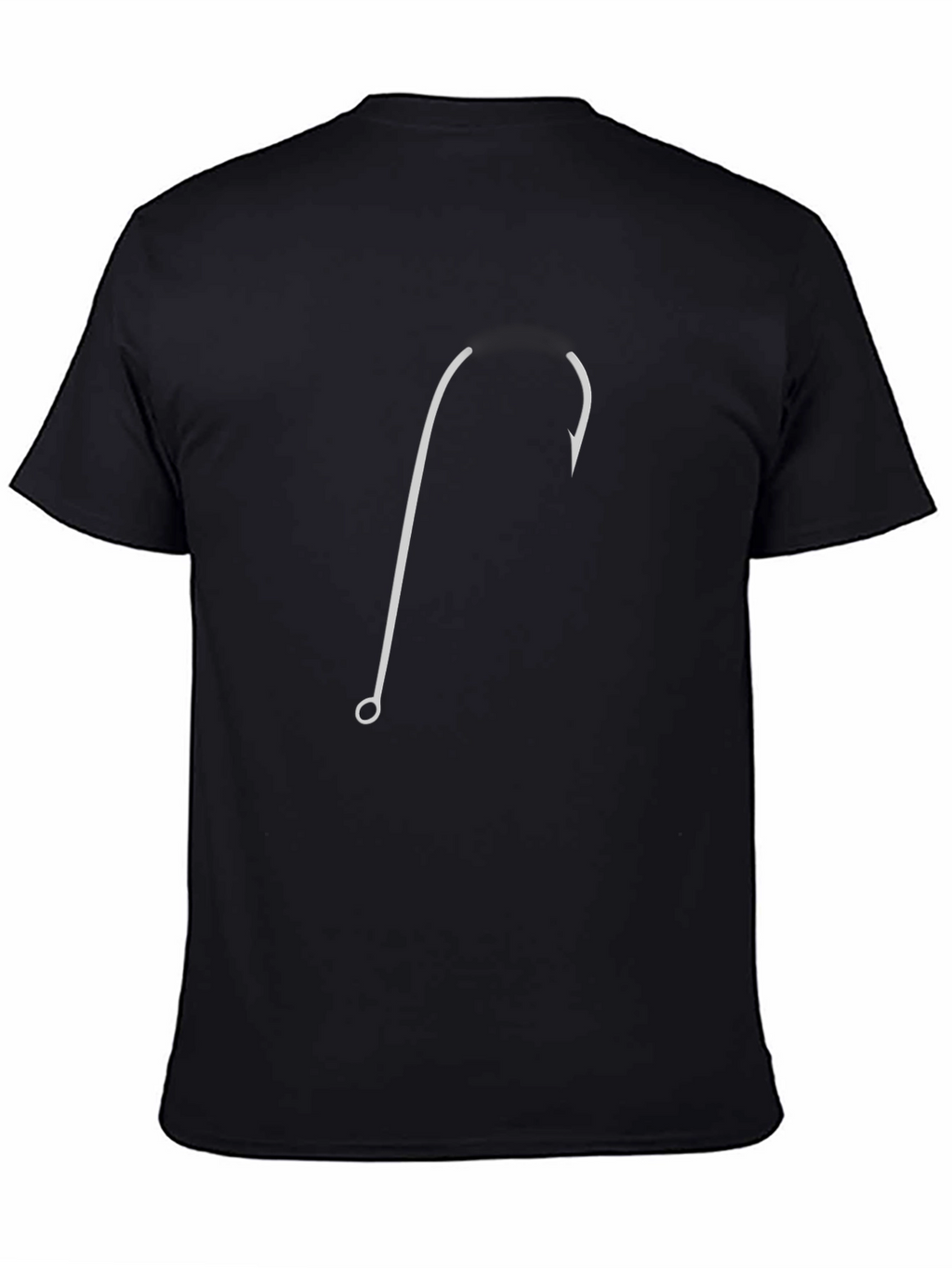 Fishing Hook Graphic Tee - Black Cotton T-Shirt