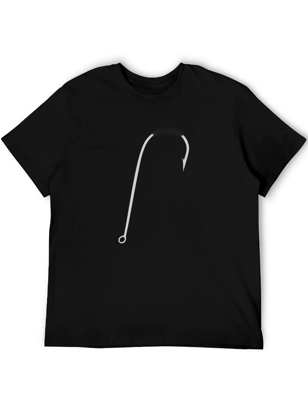 Fishing Hook Graphic Tee - Black Cotton T-Shirt