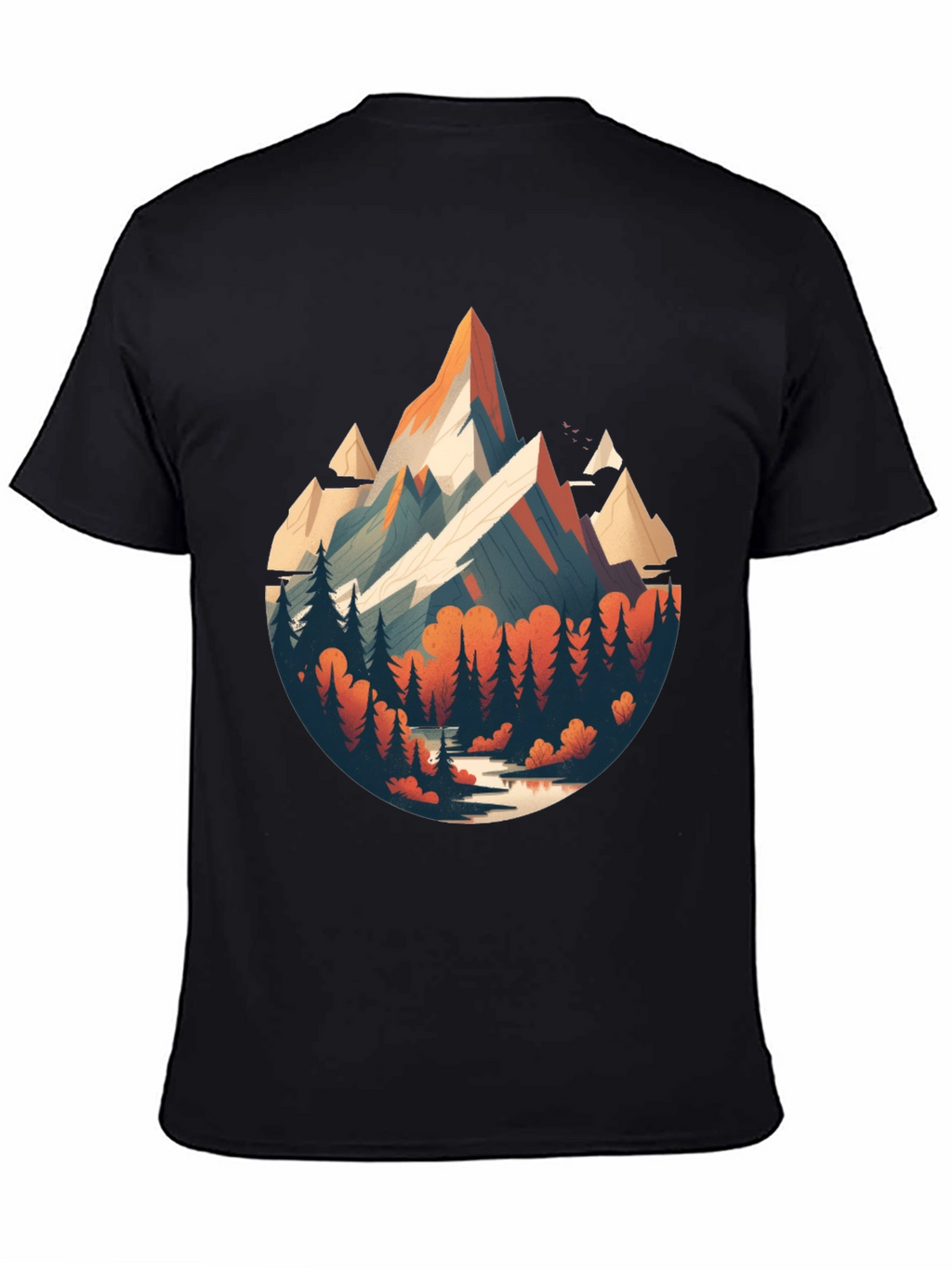 Mountain Scene Graphic Black T-Shirt