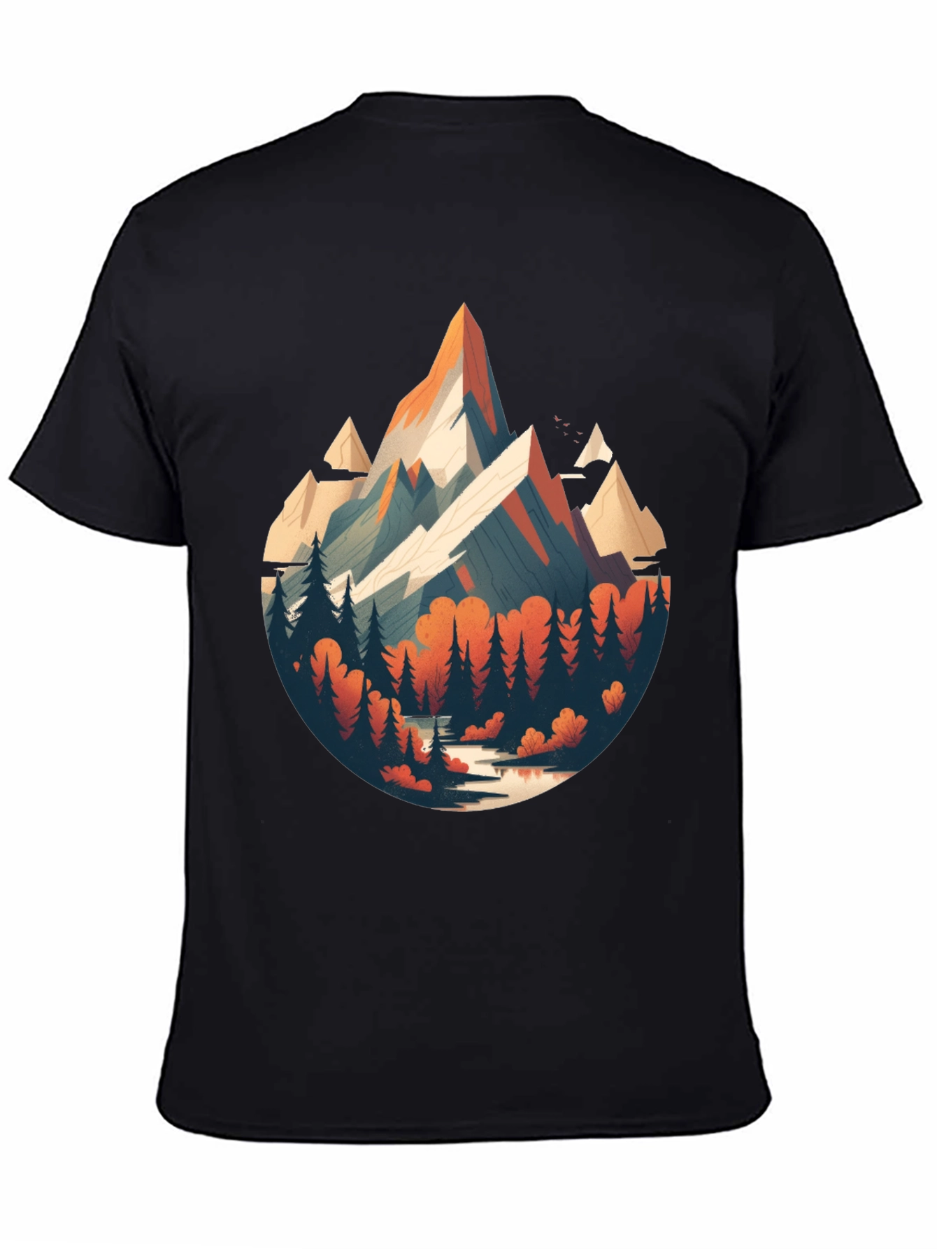 Mountain Scene Graphic Black T-Shirt