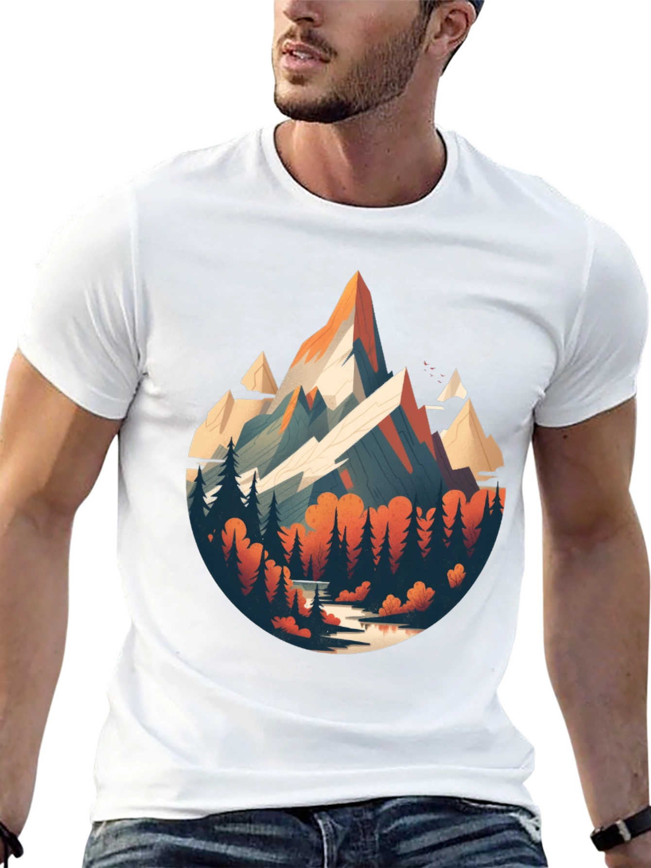 Mountain Scene Graphic Black T-Shirt