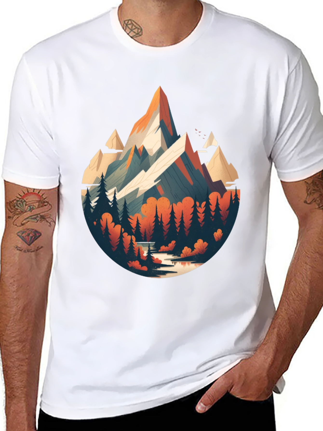 Mountain Scene Graphic Black T-Shirt