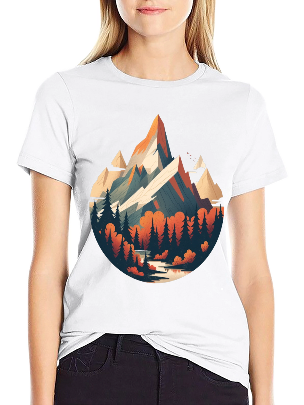 Mountain Scene Graphic Black T-Shirt
