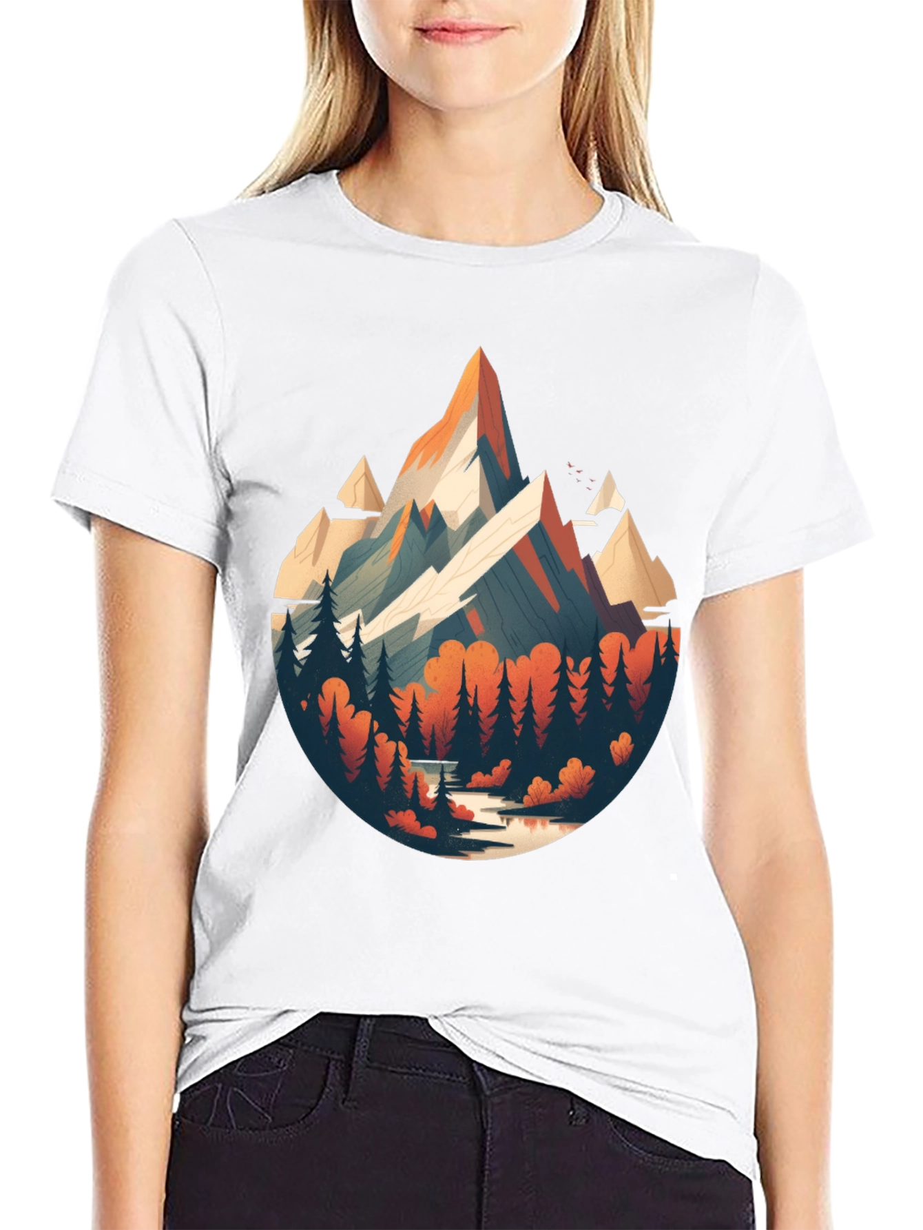 Mountain Scene Graphic Black T-Shirt