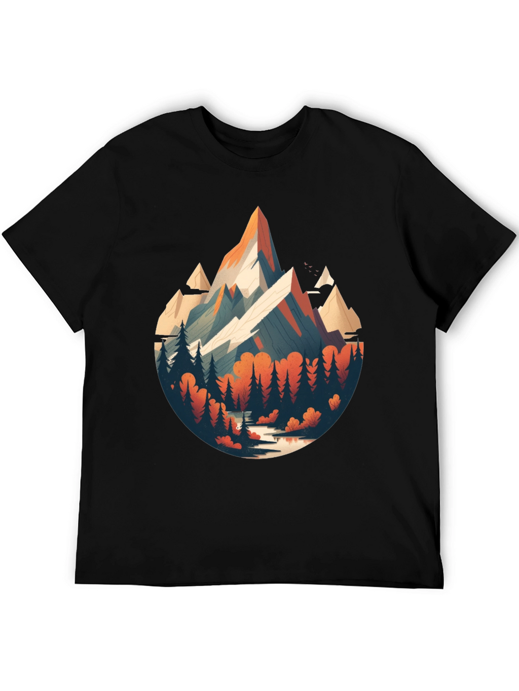 Mountain Scene Graphic Black T-Shirt