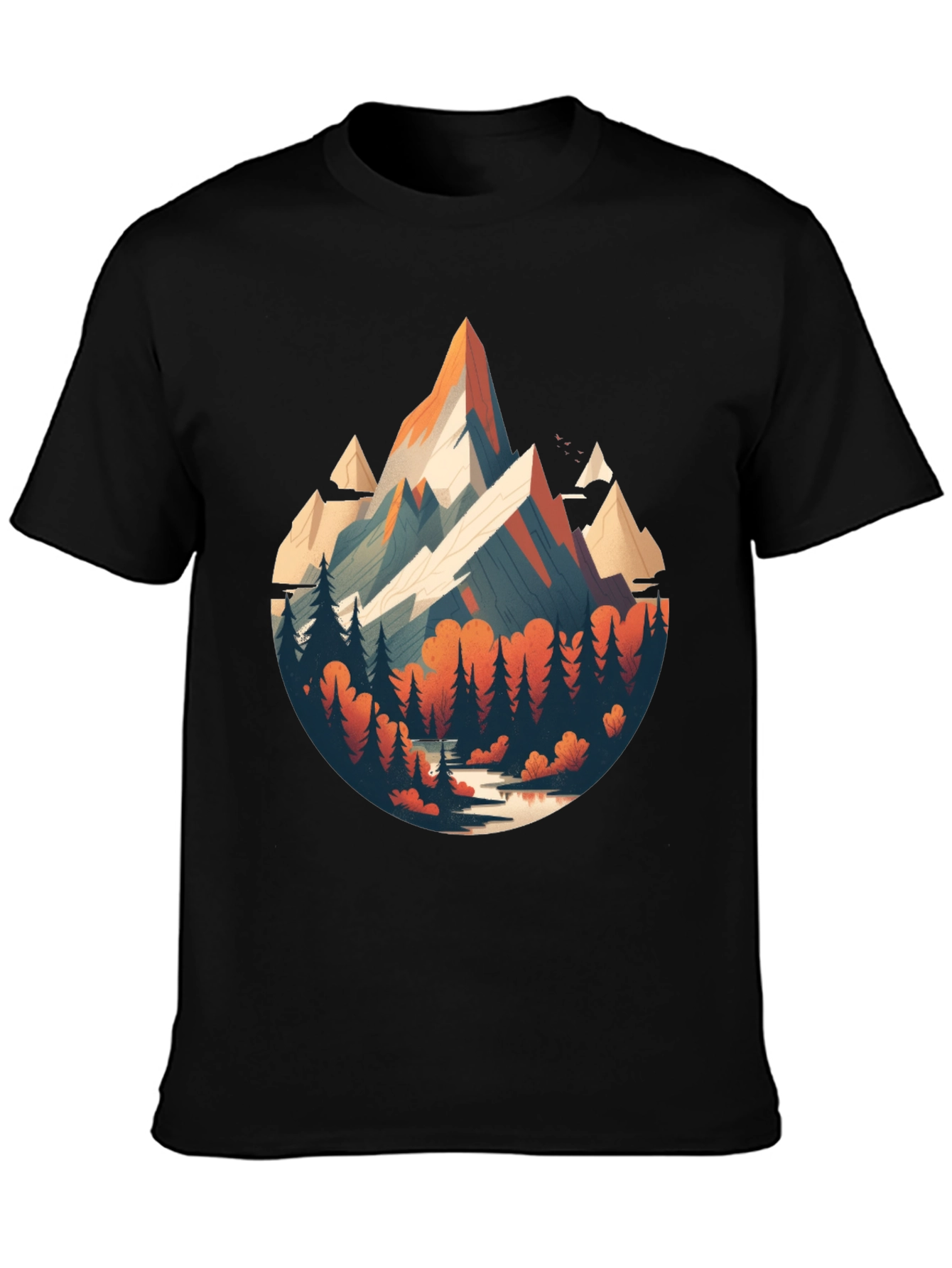 Mountain Scene Graphic Black T-Shirt
