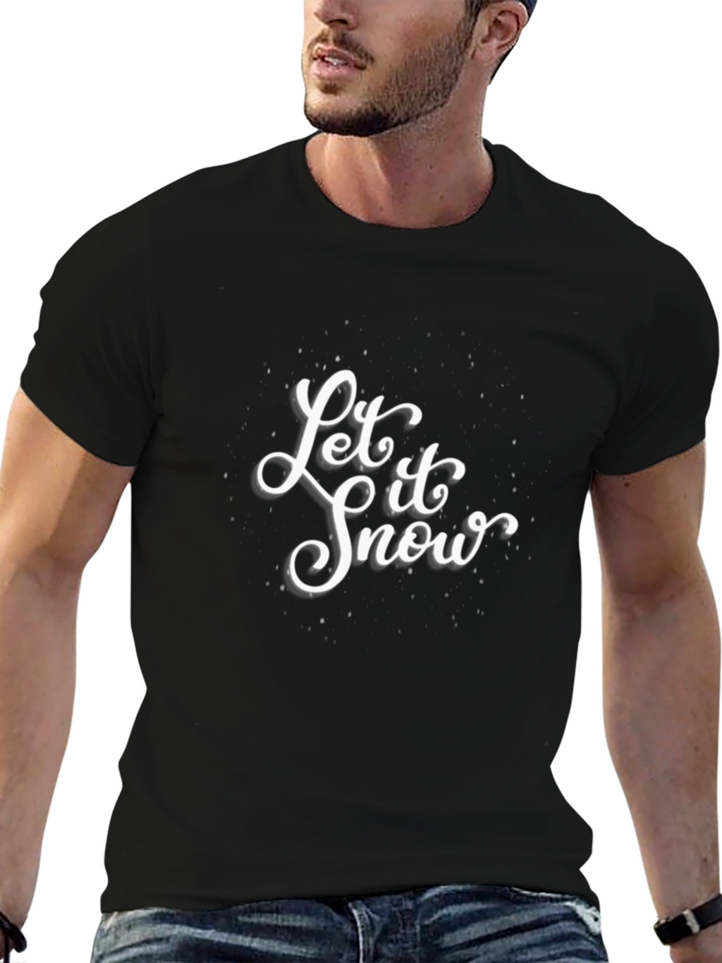Let It Snow Graphic Tee - Black Cotton T-Shirt