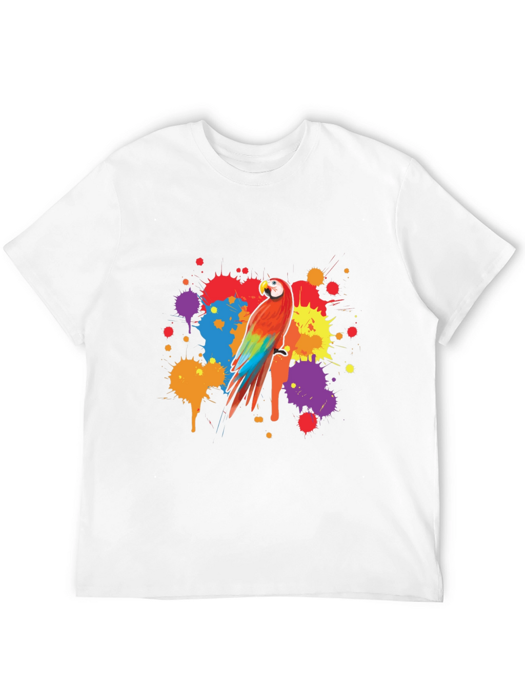 Vibrant Parrot Graphic Tee - Stylish Mens Black T-Shirt