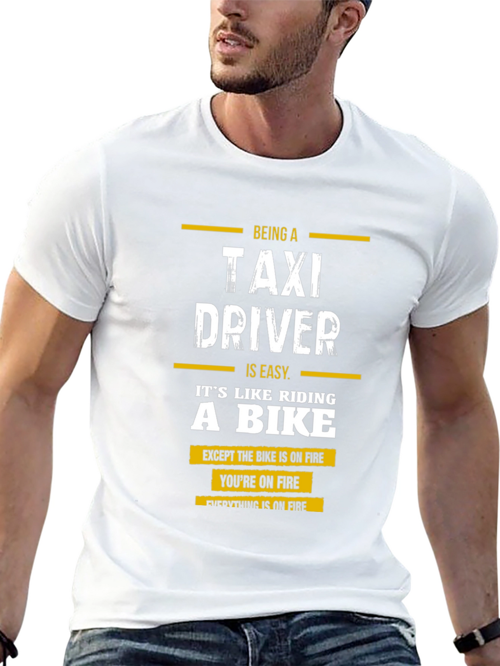 Taxi Driver Humor T-Shirt - On Fire Joke