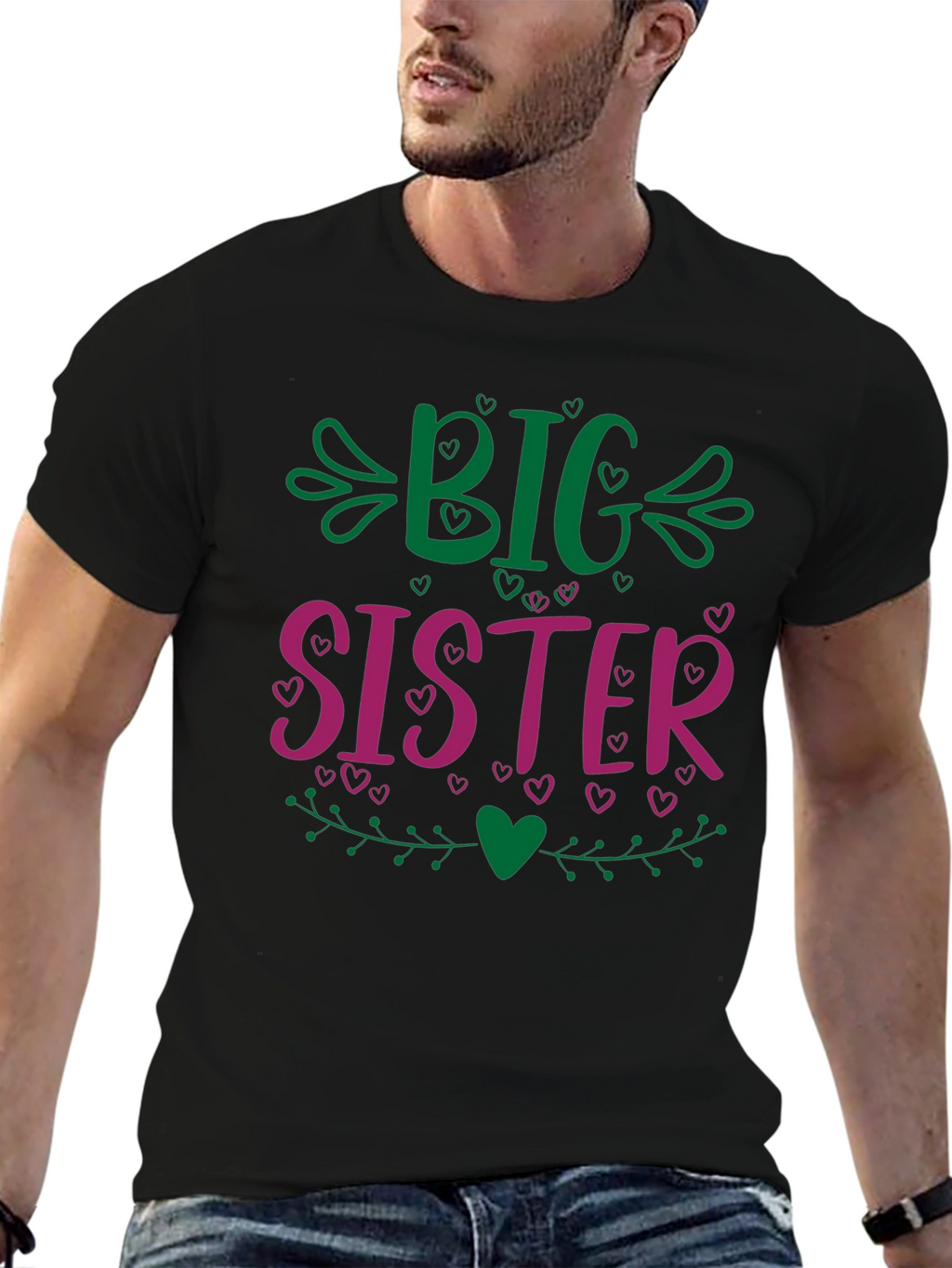 Big Sister Graphic Tee - Cute Family Gift